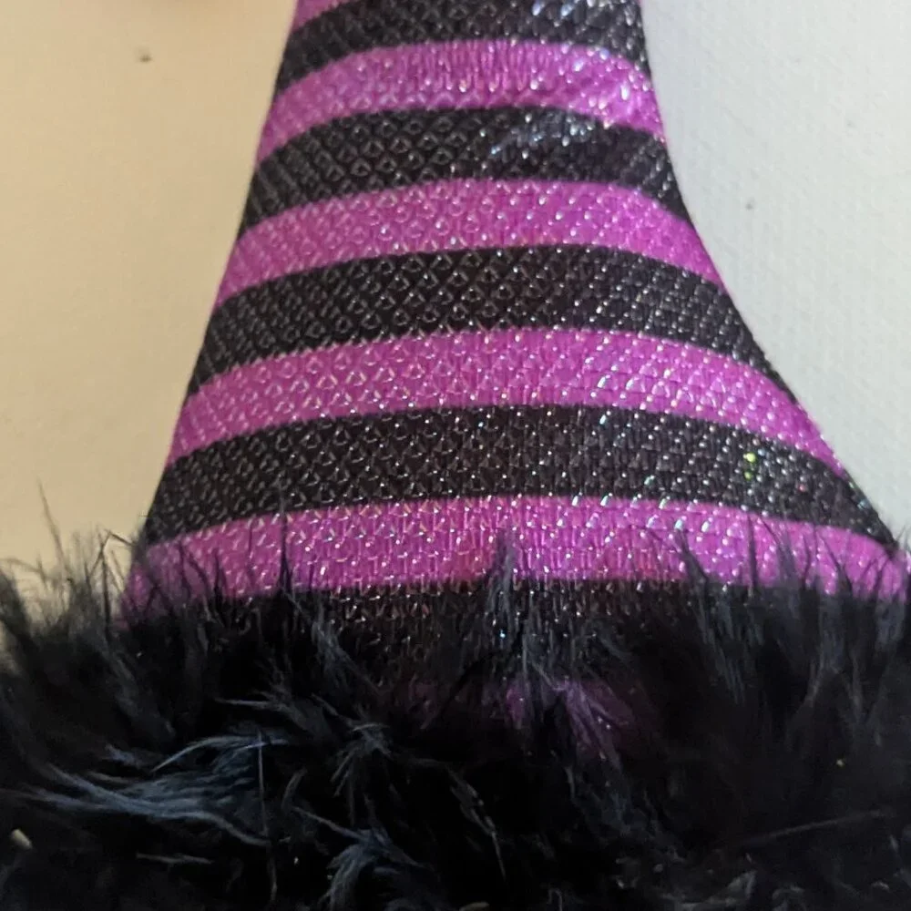 NWT Purple Striped Mini Witch Hat Floral Pick Ashland Halloween Decor Suess Goth